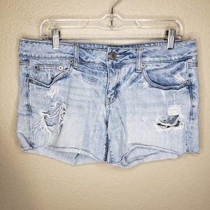 American Eagle Low Rise Destroyed Cutoff Jean Shorts Blue 10
